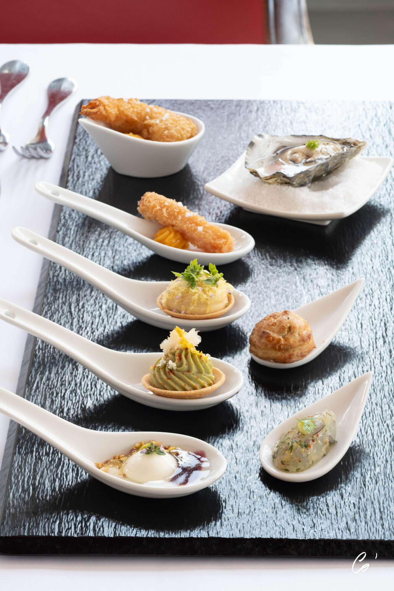 photo culinaire d'amuses-bouche pour apéritif au chateau Epeyssole